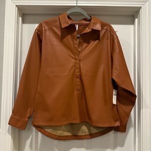 Anthropologie faux leather shirt